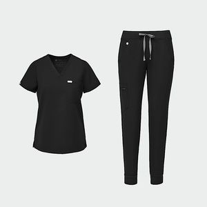 Figs Catarina Scrub Top & Zamora Jogger Scrub Pants 🖤